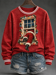 Women's Vintage Santa Claus Regular Sweatshirt