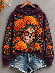Women's Mexico Day of The Dead Floral Art Printed Sweatshirt