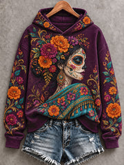 Women's Mexico Day of The Dead Floral Art Printed Sweatshirt