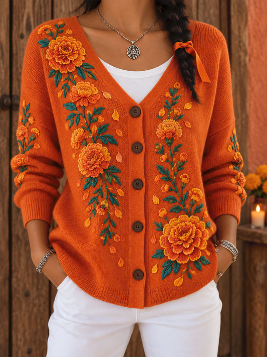 Women's Mexico Day of The Dead Floral Art Printed Cardigan