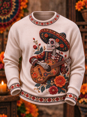 Men's Mexico Day of The Dead Floral Art Printed imitation sweater