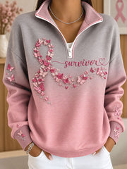 Women's Breast Cancer Awareness Pink Art Printed Sweatshirt