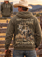 Men's Retro Western Style Faith Lover Art Printed Hoodie