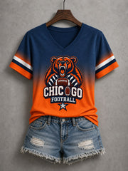Women's Men's Football Gameday Gift For Football Fans Casual V-Neck Tee