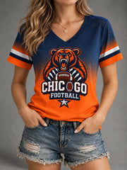 Women's Men's Football Gameday Gift For Football Fans Casual V-Neck Tee