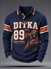 Men's Chicago Football Lover Da Coach Legend Printed long sleeve polo