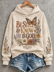 Women's Christian Faith Flower Butterfly Print Regular Hoodie