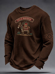 Men's Mexico Merry Christmas Art Printed Waffle Sweatshirt