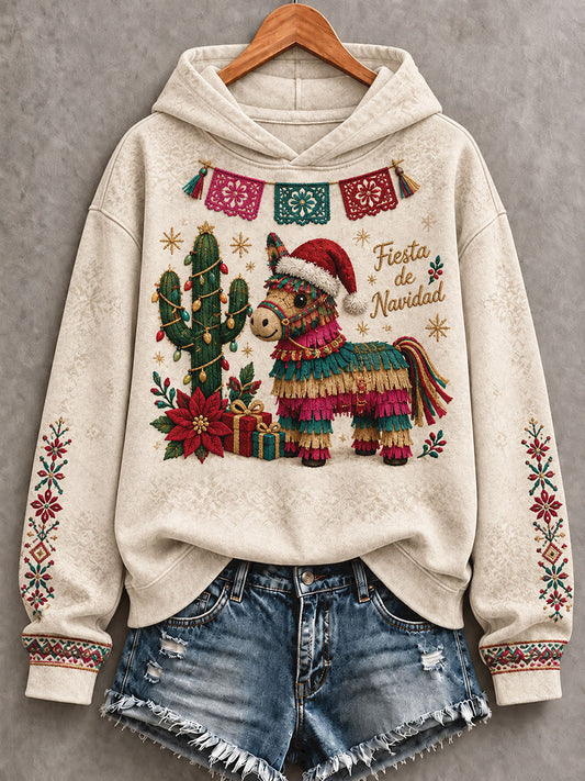 Women's Mexico Merry Christmas Art Printed Hoodie