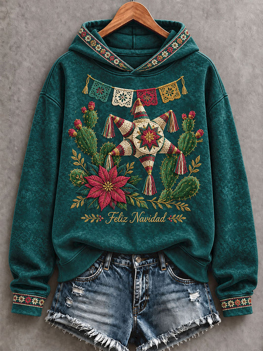 Women's Mexico Merry Christmas Art Printed Hoodie