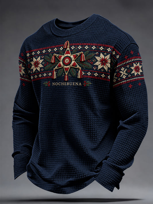 Men's Mexico Merry Christmas Art Printed Waffle Sweatshirt