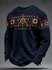 Men's Mexico Merry Christmas Art Printed Waffle Sweatshirt