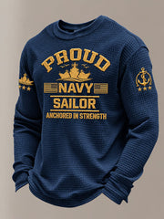 Men's U.S. Veterans Printed Waffle Long Sleeve Top