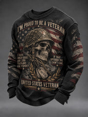 Men's Veterans Day Printed Waffle Long Sleeve T-shirt