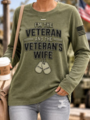 Women's I'm The Veteran And The Veteran‘s Wife Print Casual Long Sleeve T-Shirt