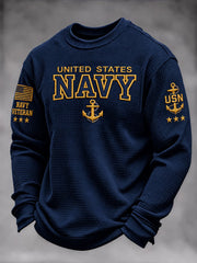 Men's U.S. Veterans Printed Waffle Long Sleeve Top