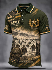 Men's Vintage Veterans Day Art Print Polo