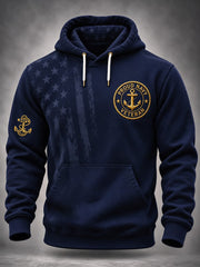 Men's U.S. Veterans Printed Oversized Drop-Shoulder Hoodie With Pockets