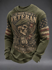 Men's Veterans Day Printed Waffle Long Sleeve T-shirt