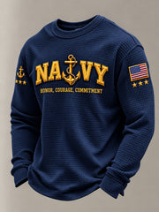 Men's U.S. Veterans Printed Waffle Long Sleeve Top