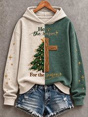 Women's Merry Christmas Faith The Season The Reason Printed Hoodie